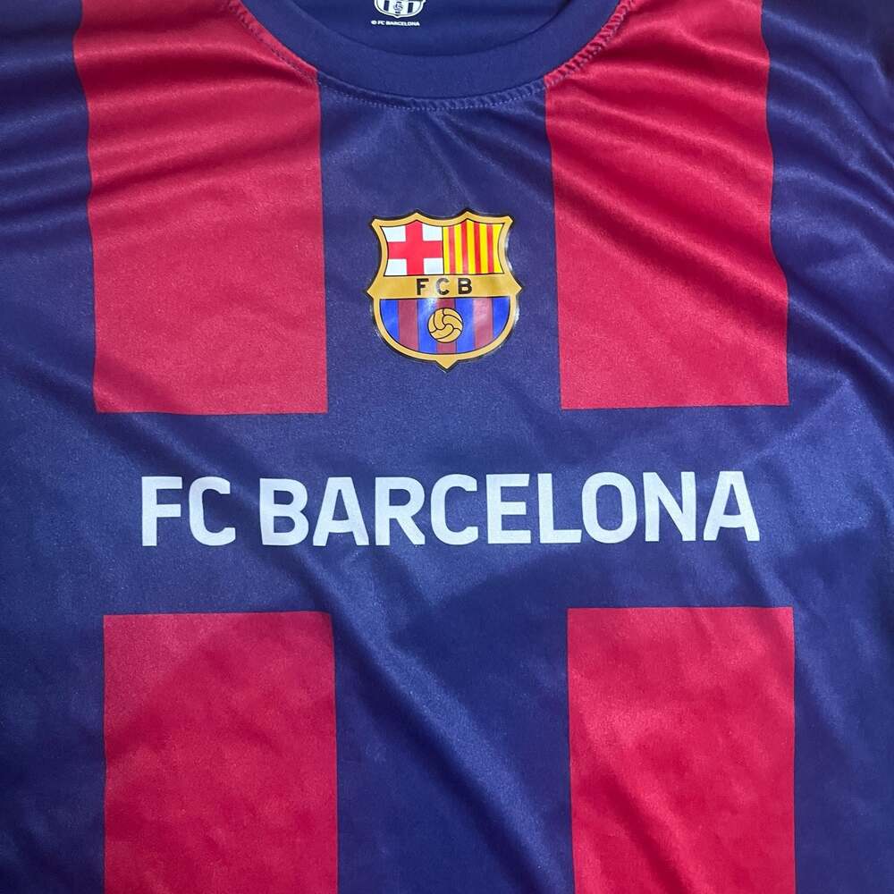 FC Barcelona Blue and Red Striped Soccer Jersey T-Shirt Size S